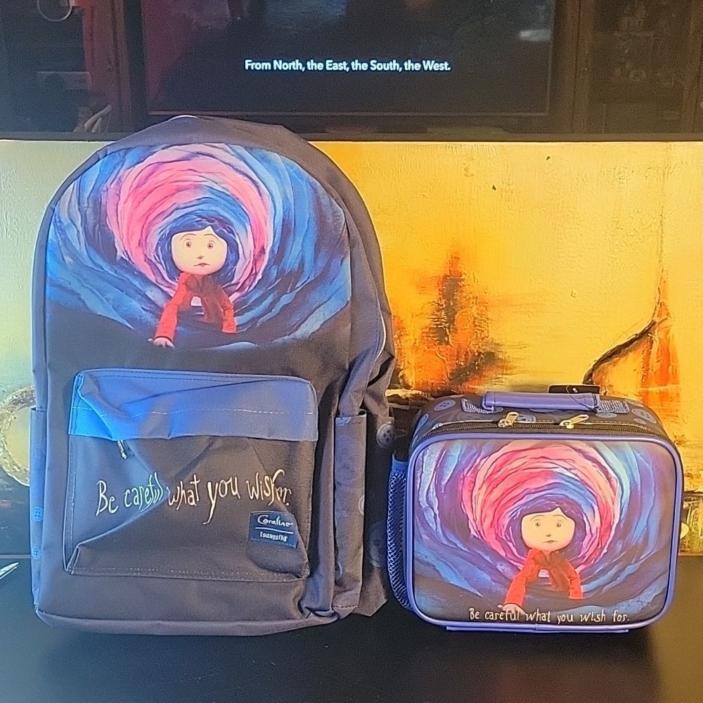 Loungefly Coraline full size backpack and lunchbox set